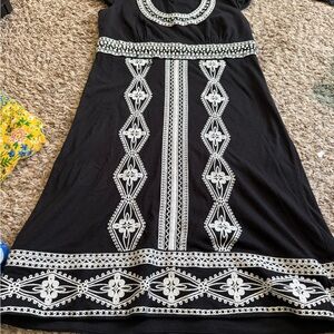 Black Dress with White Embroidery